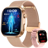 Smartwatch Damen mit EKG HRV Blutdruck Blutzucker: Smart Watch ECG Gesundheitsuhr 1,88" Eckig Edelstahlarmband Armbanduhr Herzfrequenz Wasserdicht Schrittzähler Telefonfunktion Fitness