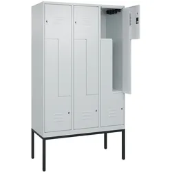 C+P Z-Spind Classic PLUS, Gestell, 6 Abteile, HxBxT 212x120x50cm, Zylinderschloss, Hellgrau/Hellgrau von PROREGAL