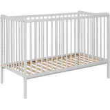 baby happy bliss GRZES Babybett 120x60 cm Weiß, EN 716 geprüft, Kinderbett aus Buchenholz, höhenverstellbarer Lattenrost, 3 herausnehmbare Sprossen