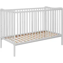 baby happy bliss GRZES Babybett 120x60 cm Weiß, EN 716 geprüft, Kinderbett aus Buchenholz, höhenverstellbarer Lattenrost, 3 herausnehmbare Sprossen