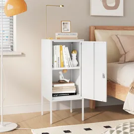 [en.casa] Nachtschrank Hausjärvi 82x35x35 cm Türgriff links Stahl Weiß