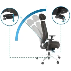 Bürostuhl / Chefsessel PRO-TEC 400 Stoff schwarz Alu poliert hjh OFFICE