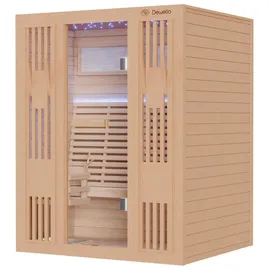 Dewello MINTO 150x130 Kabine aus Hemlock für 3 Personen mit 4,5 kW Ofen