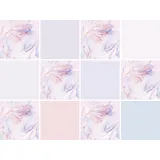Fliesenaufkleber QUEENCE "Blumen", bunt (rosa, lila), B:15cm H:15cm T:0,1cm, Fliesenaufkleber, Stickerfliesen, selbstklebend, Sticker, 12er Set