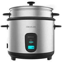 Cecotec RiceFusion 7000 Inox. 700 W 1,8 Liter Kapazität, 10 Portionen, Edelstahl und Glasdeckel.