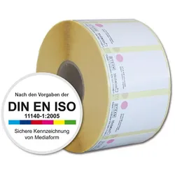 Duplex Indikator-Etiketten ISO (gestrichenes Papier) 60 mm x 33 mm / weiß / permanent / 40 mm Kern / 1.000 Etiketten je Rolle / gestanzt TYP 1