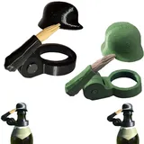 Soldat Salut Bierflasche Helm,Bierflaschenverschluss,Lustiger Salute Soldaten Bierhelm,Beer Helm for Party, Bar, Grill Party, Beer Lovers & Veterans (Schwarz und Grün)