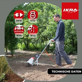 IKRA IEM 800S Elektro-Motorhacke, Arbeitsbreite 30cm, Arbeitstiefe 20cm, 800W
