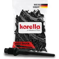 KARELLA Profi Dartspitzen Kunststoff Keypoint-Special, 1.000 St, 2BA Gewinde, extrem formstabile Softdart Ersatzspitzen, Soft Tips, Made in Germany schwarz