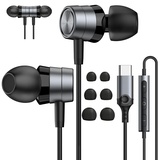 USB C Kopfhörer mit Mikrofon, Kopfhörer mit Kabel Type C In-Ear Ohrhörer Kompatibel mit Galaxy S23 S22 S21 Ultra, Kopfhörer USB-C mit Lautstärkeregler für Phone 15 Pro Pro2022, Pixel 8