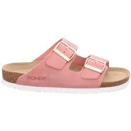 ROHDE ALBA Pantolette Sommerschuh, Hausschuh, Zweischnaller, Strandschuh mit Softfußbett rosa 39 EU