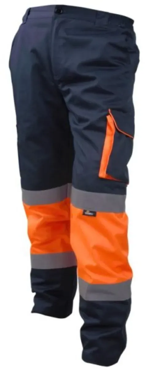 Pantaloni da lavoro blu navy con inserti arancioni, BETA BEVWTC17ON, Taglia XL