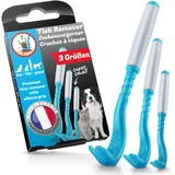 BluePet 3er Set Premium Zeckenhaken für Hunde, Katze, Pferd & Mensch - Zeckenzange I Zeckenhebel d. bewährte Zeckenentferner I Alternative zu Zeckenpinzette Zeckendreher Zeckenschutz Zeckenmittel