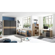 möbel-direkt.de Jugendzimmer-Set Liam in Artisan Eiche und Graphit, (Komplett Set, 4-tlg., Schrank, Bett, Schreibtisch, Standregal), inklusive Türdämpfung Kleiderschrank braun