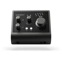 Audient Audiointerface iD4 MKII, Class A Konsolen Mikrofon-Vorverstärker (High Speed USB-C, Monitor Mix und Monitor Panning Funktion, 2 Kopfhörerausgänge, Mac/PC/iOS kompatibel), Schwarz, iD MKII