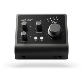 Audient Audiointerface iD4 MKII, Class A Konsolen Mikrofon-Vorverstärker (High Speed USB-C, Monitor Mix und Monitor Panning Funktion, 2 Kopfhörerausgänge, Mac/PC/iOS kompatibel), Schwarz, iD MKII