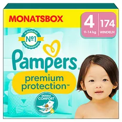 Pampers® Windeln Monatsbox premium protectionTM Größe Gr.4 (9-14 kg) für Babys und Kleinkinder (4-18 Monate), 174 St.