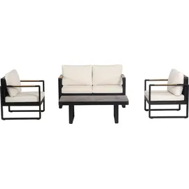 Happy Home Gartenmöbel Lounge-Set mit Sofa & Coffee Table schwarz/beige