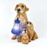 Tuzsocr Solar Gartenstatuen,Hund Figuren mit LED Solar Laterne,Tier Statue aus Harz,Solar-Gartenleuchte,Wetterfest und frostsicher,Kann zur Dekoration von Garten und Zimmern verwendet Werden (Stil 5)