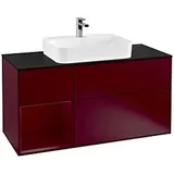 Villeroy & Boch Finion Waschtischunterschrank F412HBHB 120cm, Abdeckplatte black matt, Regal links Peony, Peony Matt