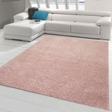 Teppich-Traum Flauschiger Shaggy Schlafzimmer Teppich | pflegeleicht & strapazierfähig | in rosa, Größe 140x200 cm