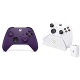 Xbox Wireless Controller - Astral Purple+Venom Ladestation mit wiederaufladbarem Akku – Weiß Series X & S One