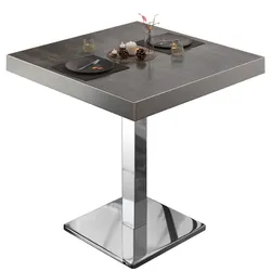 BM | Bistrotisch | B:T:H 70 x 70 x 77 cm | Wenge / Edelstahl | Quadratisch | Edelstahl Rand