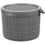 Curver Runde Jute, 2 l, mit Deckel, grau, 100% recycelt, Acacia