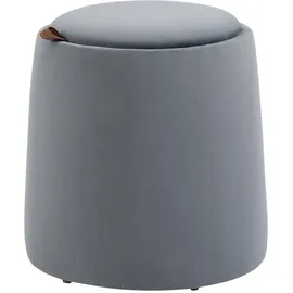 furnicato Hocker 2-in-1 Samtoptik mit Stauraum 44 x 47,5 x 44 cm Grau