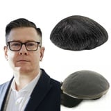 NLW Real Hairs Men’s Toupee, 100% Natural Human Hair Replacement System Medium Density, Breathable French Lace Wig Piece 8 * 10 Inches (#1B20)