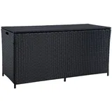 Estexo Polyrattan Auflagenbox Kissenbox Gartenbox 114 Cm Aufbewahrungsbox Truhe Schwarz