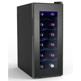 kehot Weinkühlschrank Weinkühlschrank 33L für 12 Standardflaschen á 0,75l,Wein Flaschenkühlschrank Weintemperierschrank Weinschrank Kühlschrank schwarz
