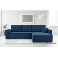 ax living AXLIVING Blau Cord Couch L Form – Cedria L+r Wohnlandschaft 287cm