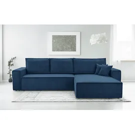 ax living AXLIVING Blau Cord Couch L Form – Cedria L+r Wohnlandschaft 287cm