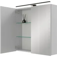 Planetmöbel Spiegelschrank ARIA 70 cm weiß grau mit Leuchte
