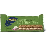 Wasa Sandwich Sour Cream & Onion 24x33g | Ballaststoffreicher Sandwich-Knäckebrot-Snack aus Vollkornroggen-Knäckebrot und veganer Sauerrahm-Zwiebel-Füllung, je 2 Sticks, Perfekt für unterwegs