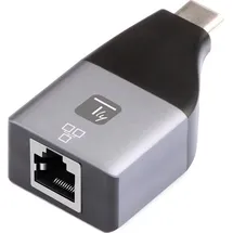 TECHLY 363487 USB-C naar RJ45 Ethernet Gigabit LAN 1000 Mbps zwart/zilver