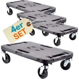 GarPet 4x Transportroller Rollbrett Transportrollen Rollbrett Werkstatt Pflanzen Rollbretter Transport Möbelrollen flach Pflanzenroller eckig