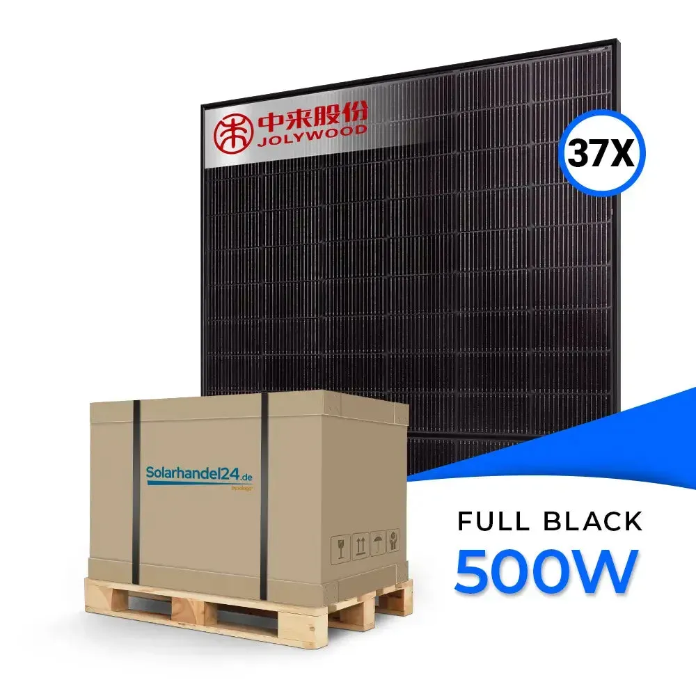 Jolywood JW-HD108N-R2 500W Bifazial Glas-Glas Full Black Modul Palette (37 Stk.) - 37 Stück Palette