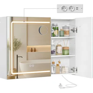 VASAGLE Spiegelschrank 80 cm weiß