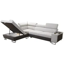kaiser möbel Modernes Luxus-Ecksofa mit Schlaffunktion MELODY VII Tauro/Freya Graphit/Hellgrün Links
