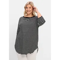 Sheego Große Größen Longshirt mit Streifen und Nacken-Reißverschluss Basicmode