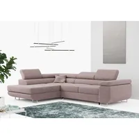 MKS MÖBEL Ecksofa GUSTAW-L, Set, Wellenfedern, T30-Schaum, Bettkasten, Kopfstützen, mit Schlaffunktion und Bettkasten, L-Form, Wohnlandschaft rosa