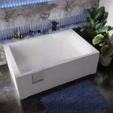 AQUADE Doppelbadewanne Hamburg 180x120 Komplett-Set Standard Ab–Überlauf–Garnitur Ohne Nackenkissen Ohne LED–Beleuchtung