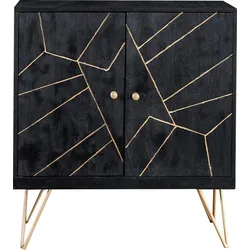 Kommode GUTMANN FACTORY "Scan", schwarz, B:80cm H:87cm T:43cm, Massivholz, Sideboards, mit modernen Haarnadel Beinen