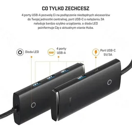 Baseus Lite Series HUB 4in1 USB-C auf 4xUSB 3.0 + 4x USB 3.0 - 4 - schwarz