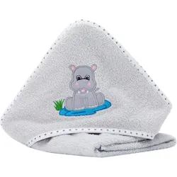 Kapuzenhandtuch FILLIKID "mit Tiermotiv", Baby, Gr. B/L: 75cm x 75cm, Nilpferde, grau, Baumwolle, Handtücher (Packung)
