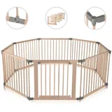 BABY VIVO Laufgitter aus Holz 8 Elemente - individuell verstellbar - PREMIUM in Grau