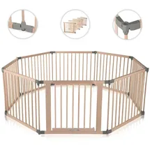 BABY VIVO Laufgitter aus Holz 8 Elemente - individuell verstellbar - PREMIUM in Grau