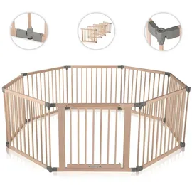 BABY VIVO Laufgitter aus Holz 8 Elemente - individuell verstellbar - PREMIUM in Grau